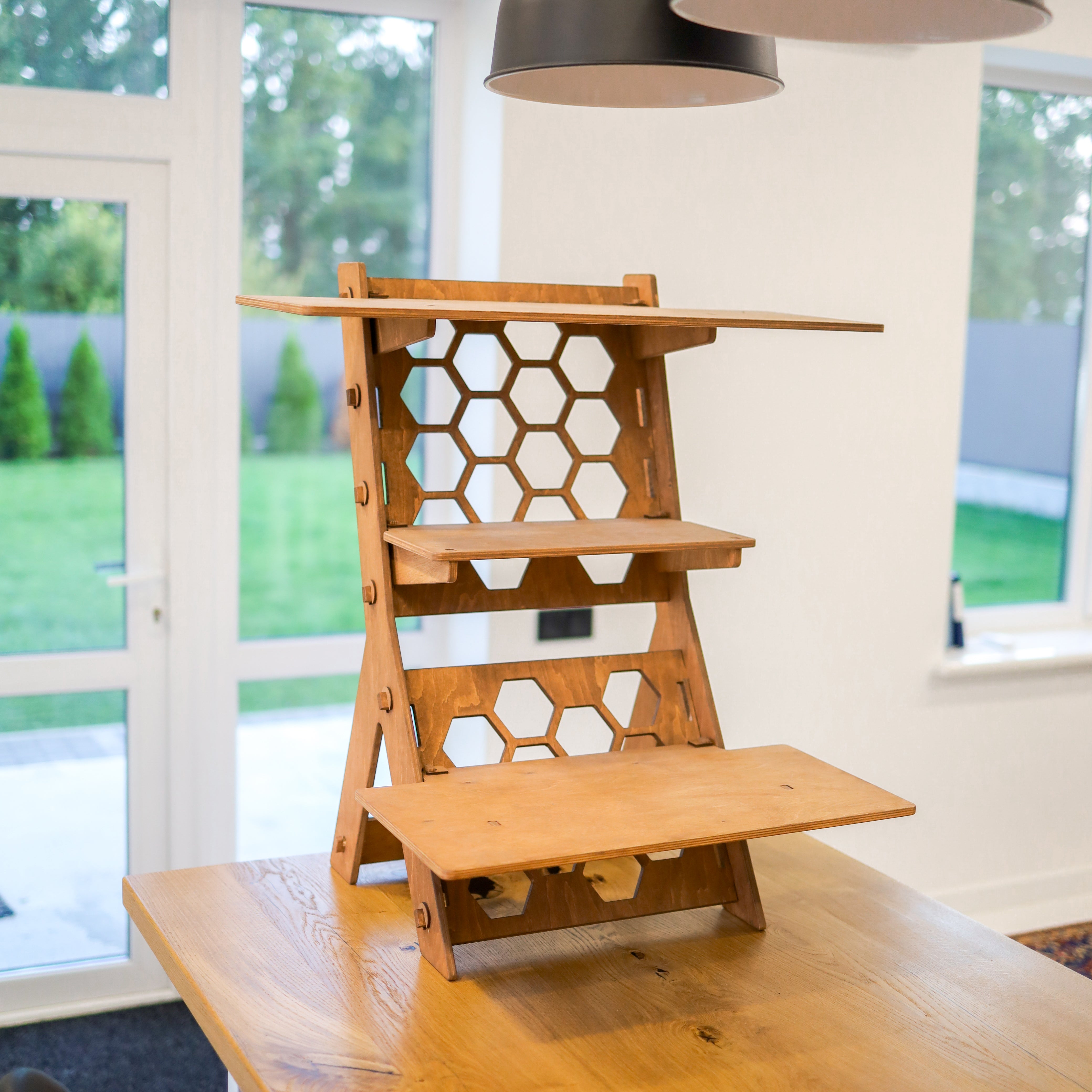 Hexagon pattern standing desk by LifeHelperCo