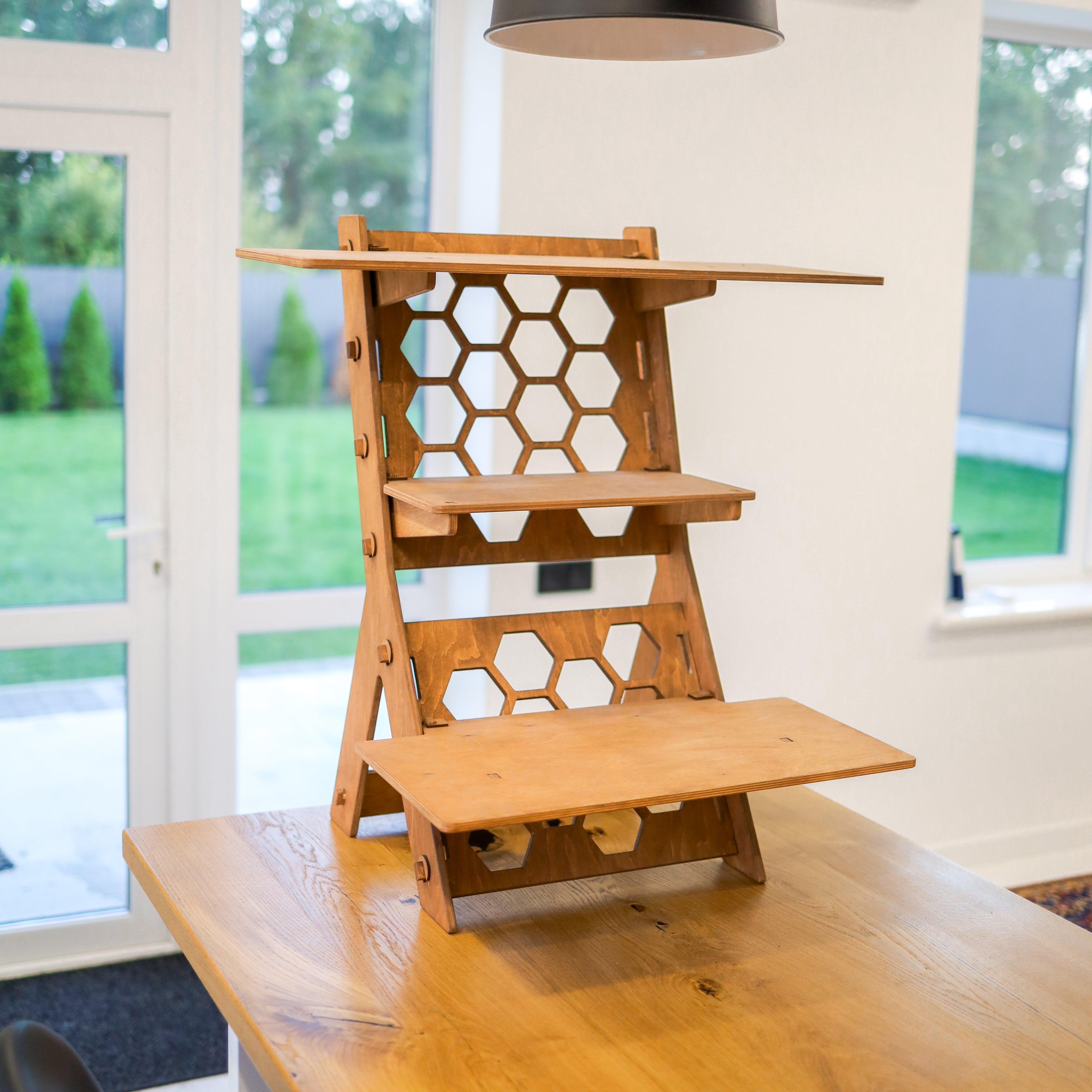 Hexagon pattern standing desk by LifeHelperCo