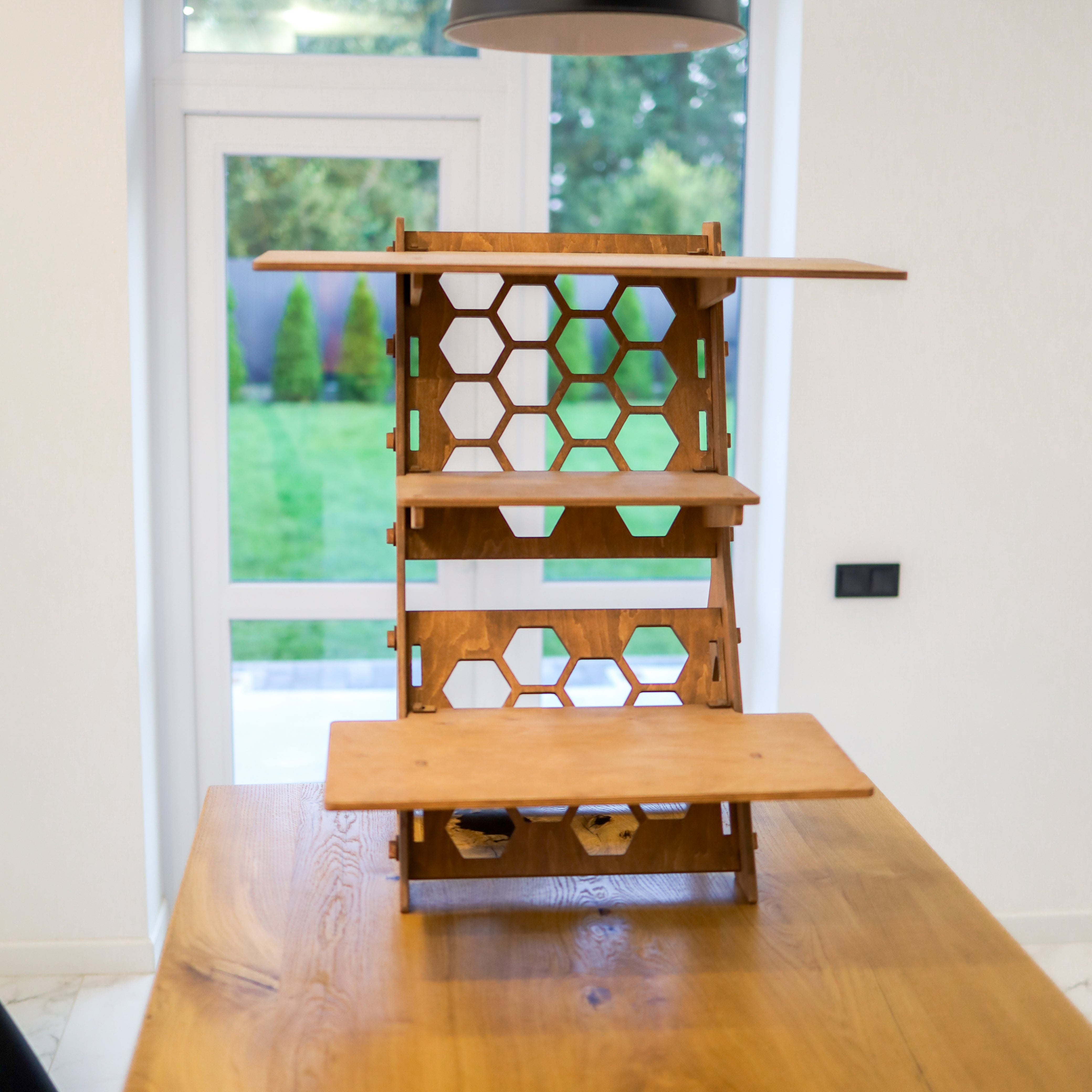 Hexagon pattern standing desk by LifeHelperCo