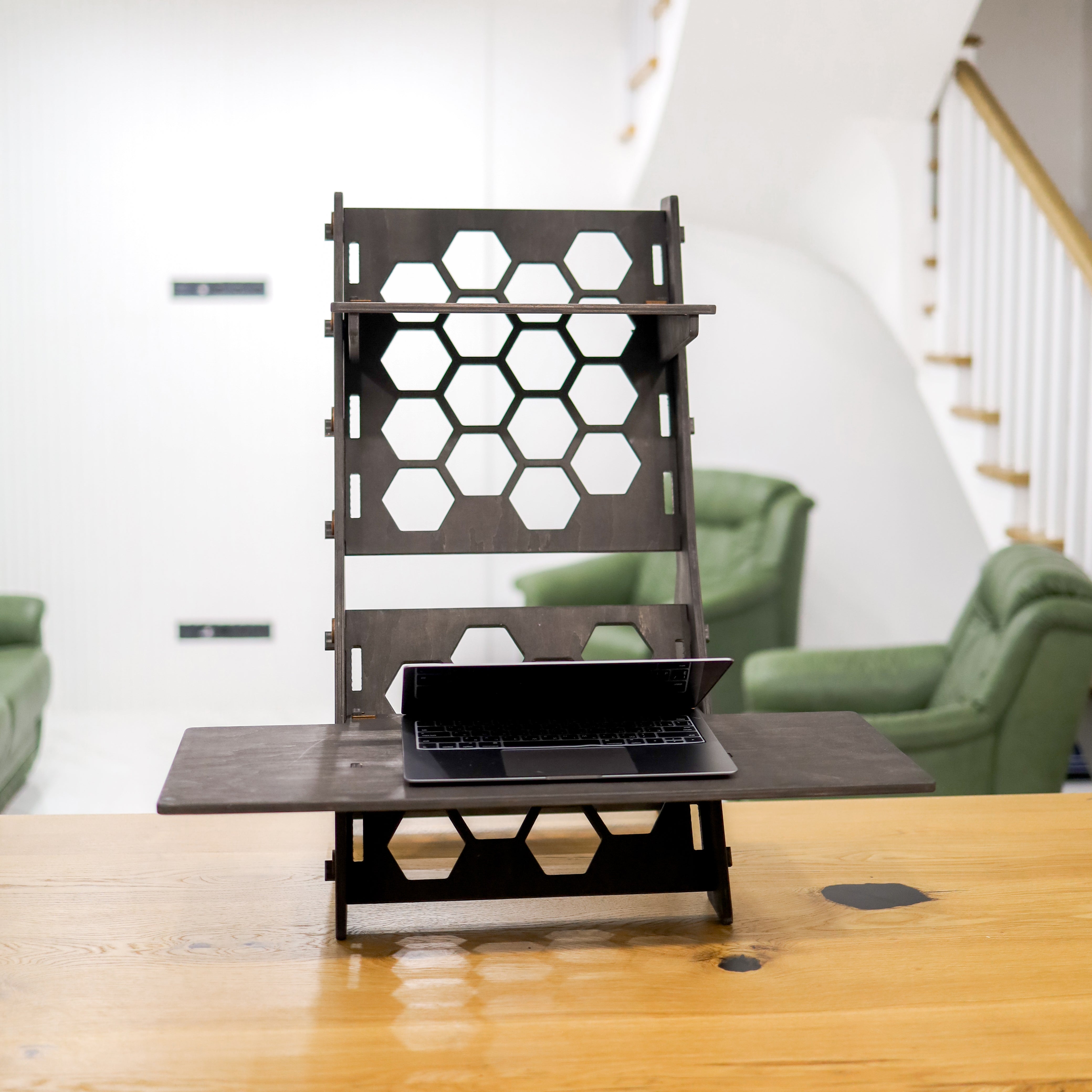 Hexagon pattern standing desk by LifeHelperCo
